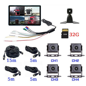 10.1 inch Touch Screen Car/RV/Bus/Truck AHD Monitor System 1080P Vehicle CCTV Camera HD Night Vision Reversing Parking Recorder