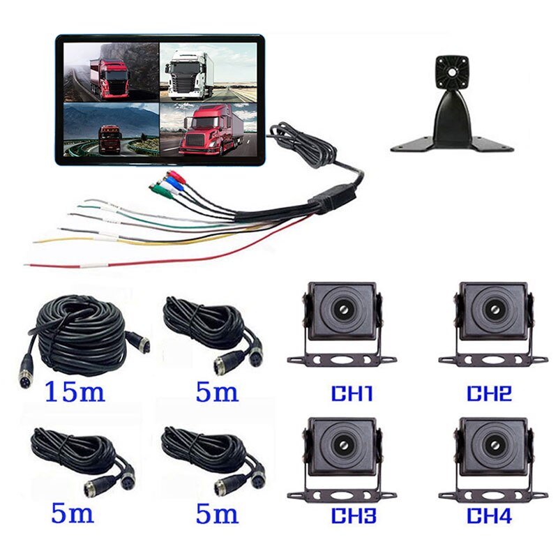 10.1 inch Touch Screen Car/RV/Bus/Truck AHD Monitor System 1080P Vehicle CCTV Camera HD Night Vision Reversing Parking Recorder