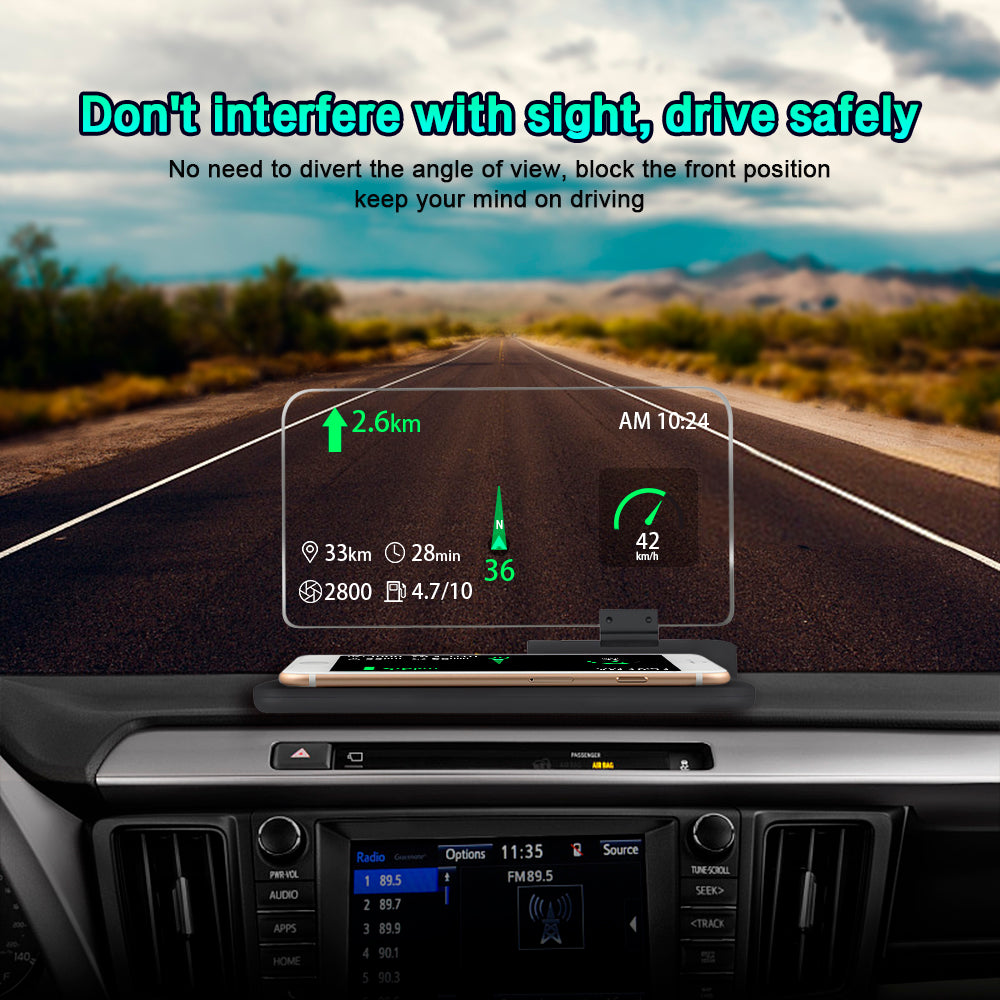 6 Inches Car GPS Mobile Head Up Display Holder with HD Image Reflection